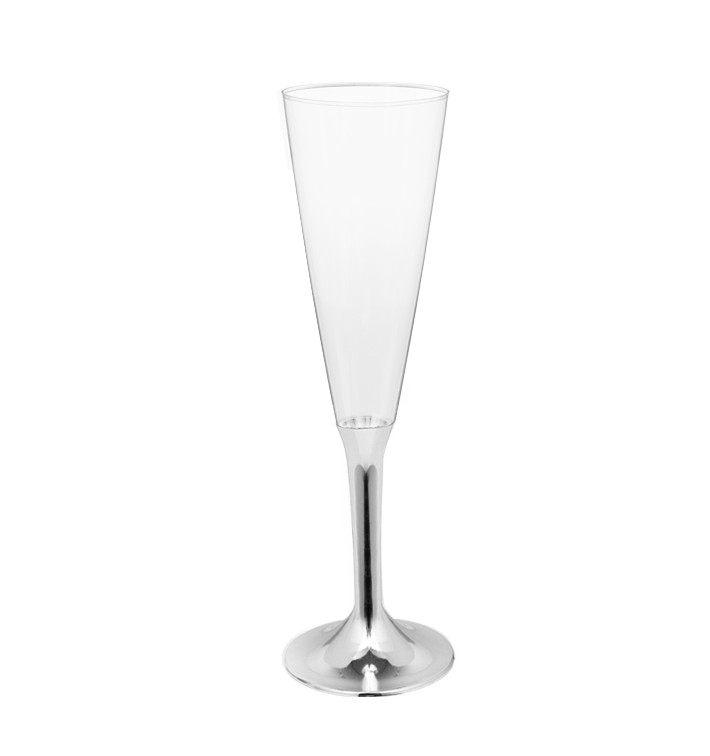 Kieliszki Plastikowe do Wina Musującego na Podstawie Srebro Chromu 160ml 2P (20 Sztuk) Kieliszki Plastikowe do Wina Musującego na Podstawie Srebro Chromu 160ml 2P (20 Sztuk)