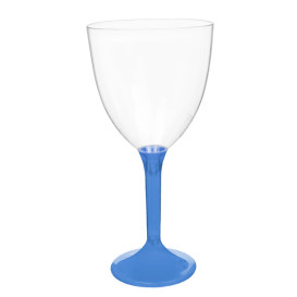 Kieliszki Plastikowe Wino na Podstawie Niebieski Przezroczyste 300ml 2P (20 Sztuk)