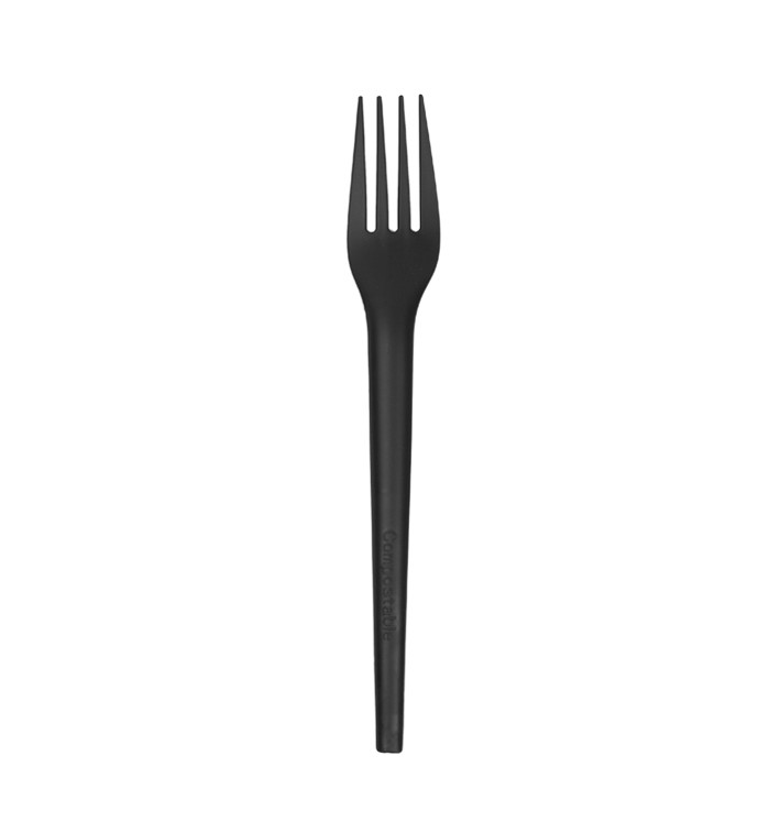 Widelczyki Biodegradowalny CPLA Czarni 17cm (25 Sztuk) Widelczyki Biodegradowalny CPLA Czarni 17cm (25 Sztuk)