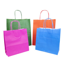 Torby Papierowe Fuchsia z Uchwytami 100g/m² 22+9x23cm (25 Sztuk)