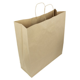 Torby Papierowe Kraft Hawanna z Uchwytami 100g/m² 46+16x49cm (50 Sztuk)