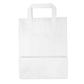 Torby Papierowe Kraft Białe z Uchwytami 100g/m² 22+11x27cm (25 Sztuk)