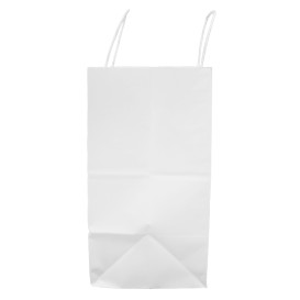 Torby Papierowe Kraft Białe z Uchwytami 100g/m² 27+14x26cm (200 Sztuk)