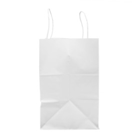 Torby Papierowe Kraft Białe z Uchwytami 80g/m² 30+18x29cm (25 Sztuk)