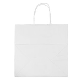 Torby Papierowe Kraft Białe z Uchwytami 80g/m² 30+18x29cm (25 Sztuk)
