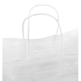 Torby Papierowe Kraft Białe z Uchwytami 90g/m² 32+16x43cm (50 Sztuk)