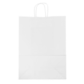 Torby Papierowe Kraft Białe z Uchwytami 90g/m² 32+16x43cm (50 Sztuk)