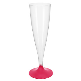 Kieliszki Plastikowe do Wina Musującego na Podstawie Fuchsia 140ml 2P (20 Sztuk)