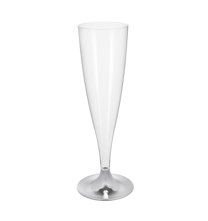 Kieliszki Plastikowe do Wina Musującego na Podstawie Srebro Chromu 140ml 2P (20 Sztuk) Kieliszki Plastikowe do Wina Musującego na Podstawie Srebro Chromu 140ml 2P (20 Sztuk)