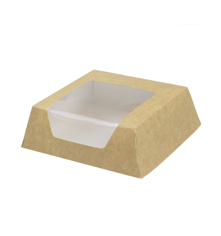 Pudełka na Wynos Kartonowe Kraft z Okienkiem 120x120x40mm (25 Sztuk) Pudełka na Wynos Kartonowe Kraft z Okienkiem 120x120x40mm (25 Sztuk)