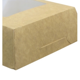 Pudełka na Wynos Kartonowe Kraft z Okienkiem 120x120x40mm (25 Sztuk) 
