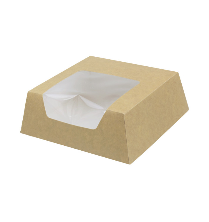 Pudełka na Wynos Kartonowe Kraft z Okienkiem 140x140x50mm (250 Sztuk) Pudełka na Wynos Kartonowe Kraft z Okienkiem 140x140x50mm (250 Sztuk)