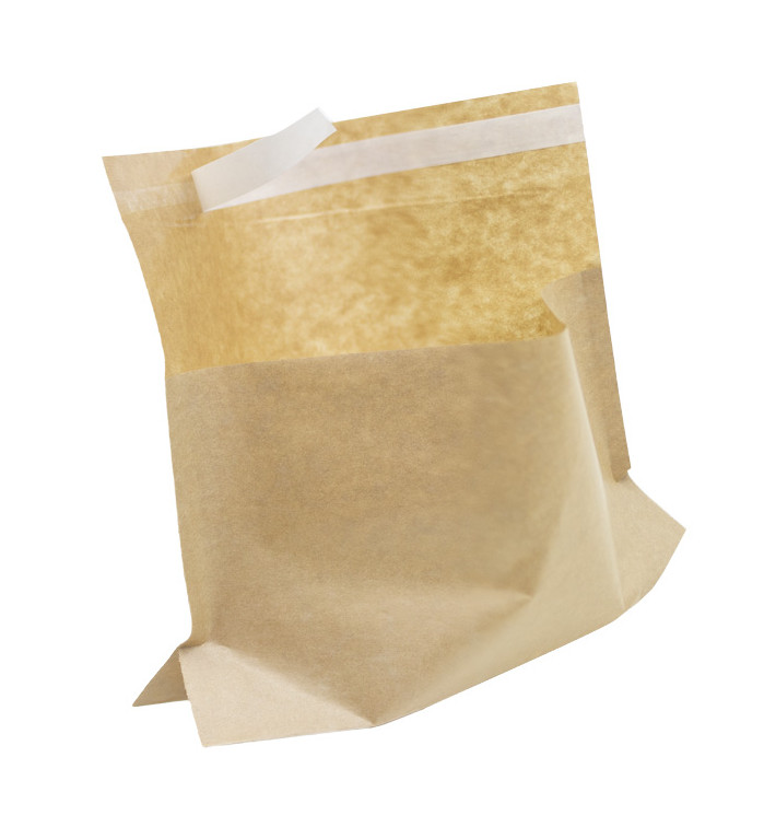 Torby Papierowe Kraft z Podstawa i Okienkiem Zamkiem 21x17cm (100 Units) Torby Papierowe Kraft z Podstawa i Okienkiem Zamkiem 21x17cm (100 Units)