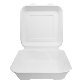 Opakowania MenuBox Trzciny Cukrowej Białe 225x225x75mm (50 Sztuk)