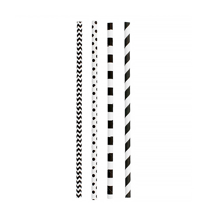 Słomki Prosto Papierowe Czarni Ø6mm 20cm (3.000 Sztuk) Słomki Prosto Papierowe Czarni Ø6mm 20cm (3.000 Sztuk)
