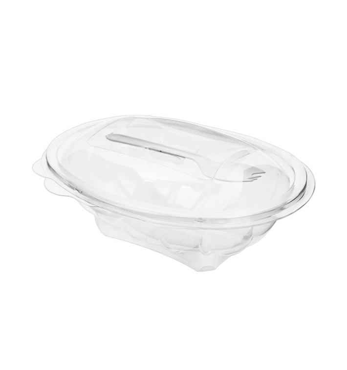 Miski na Zawi z Uchwytamich APET z Widelczyki 500ml 190x140x76mm (100 Sztuk) Miski na Zawi z Uchwytamich APET z Widelczyki 500ml 190x140x76mm (100 Sztuk)