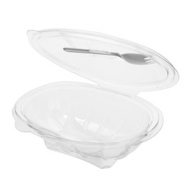 Miski na Zawi z Uchwytamich APET z Widelczyki 500ml 190x140x76mm (100 Sztuk)