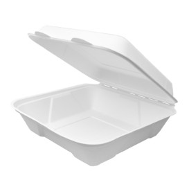 Opakowania MenuBox Trzciny Cukrowej Białe 225x225x75mm (50 Sztuk)