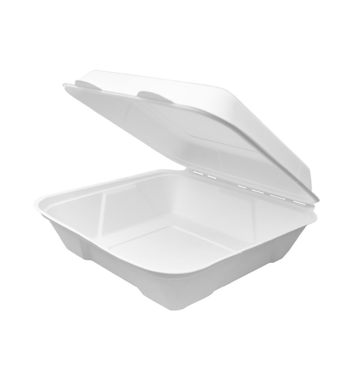 Opakowania MenuBox Trzciny Cukrowej Białe 225x225x75mm (50 Sztuk) Opakowania MenuBox Trzciny Cukrowej Białe 225x225x75mm (50 Sztuk)
