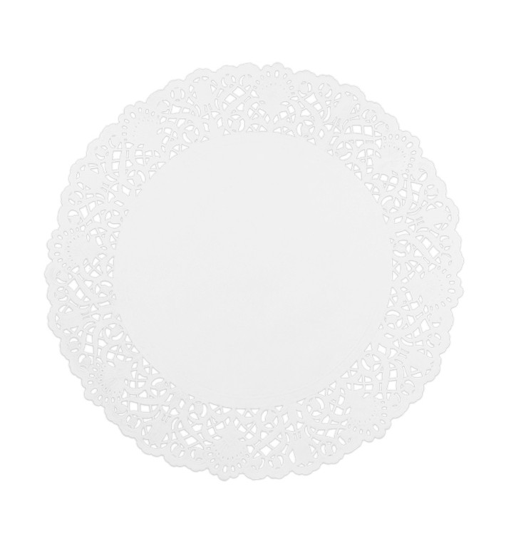 Serwetki Papierowe Ozdobne Białe "Litos" Ø240mm (250 Sztuk) Serwetki Papierowe Ozdobne Białe "Litos" Ø240mm (250 Sztuk)