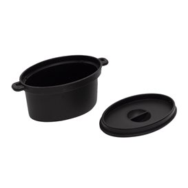Serving Pot with Lid PP Black 7,5x6,5cm 60ml (200 Units)