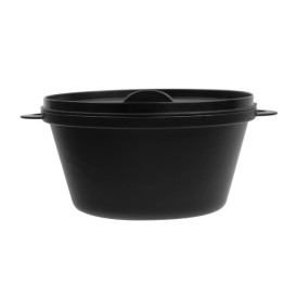 Serving Pot with Lid PP Black 15,6x10,1cm (144 Units)