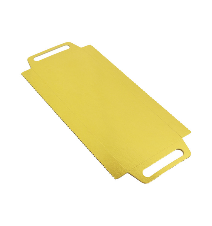 Tacki Papierowe Prostokątny Złote z Uchwytami 30x12 cm (600 Sztuk) Tacki Papierowe Prostokątny Złote z Uchwytami 30x12 cm (600 Sztuk)