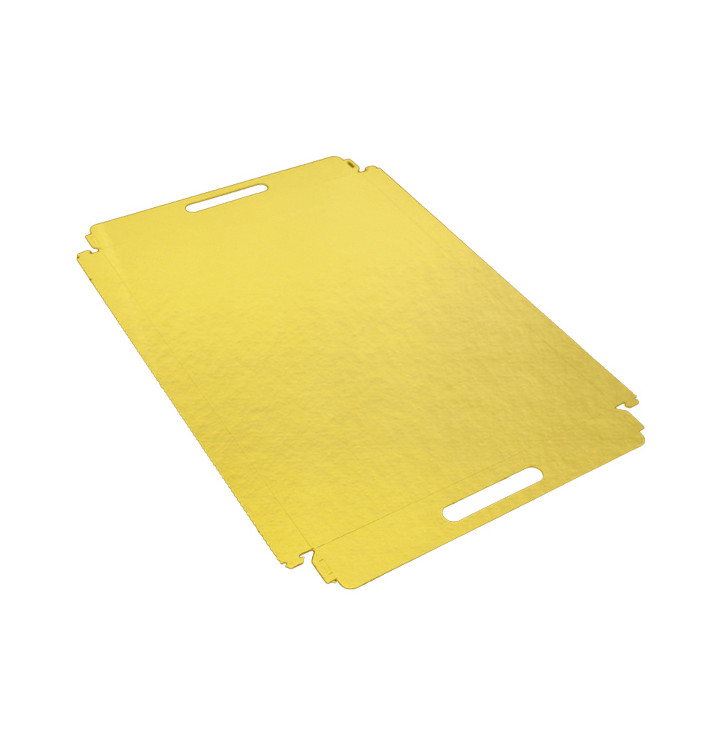 Tacki Papierowe Prostokątny Złote z Uchwytami 28,5x38,5 cm (100 Sztuk) Tacki Papierowe Prostokątny Złote z Uchwytami 28,5x38,5 cm (100 Sztuk)