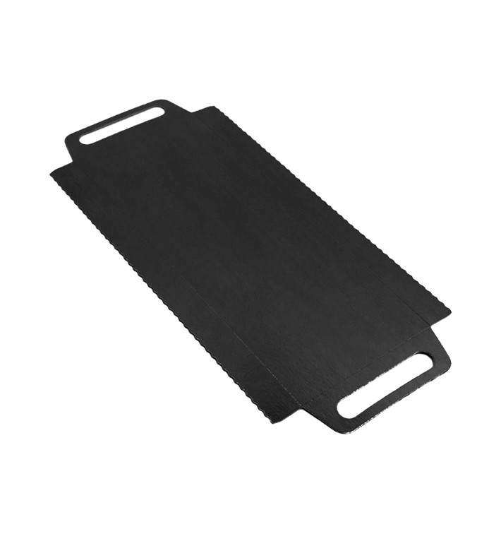 Tacki Papierowe Prostokątny Czarni z Uchwytami 30x12 cm (100 Sztuk) Tacki Papierowe Prostokątny Czarni z Uchwytami 30x12 cm (100 Sztuk)