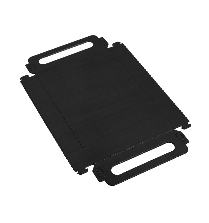 Tacki Papierowe Prostokątny Czarni z Uchwytami 12x19 cm (100 Sztuk) Tacki Papierowe Prostokątny Czarni z Uchwytami 12x19 cm (100 Sztuk)