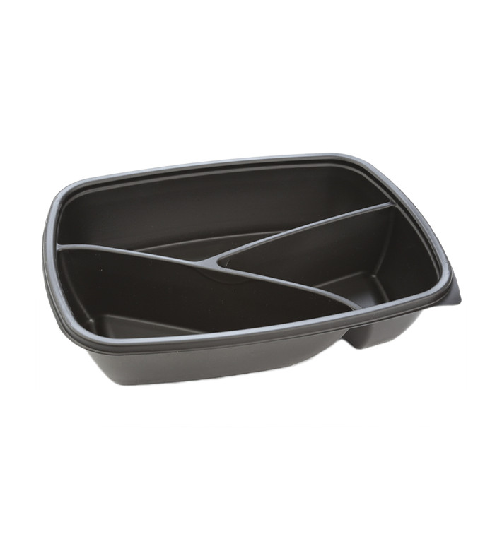 Pojemniki Plastikowe PP 3C Czarni 900ml 23x17x5cm (300 Sztuk) Pojemniki Plastikowe PP 3C Czarni 900ml 23x17x5cm (300 Sztuk)