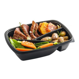 Pojemniki Plastikowe PP 3C Czarni 900ml 23x17x5cm (300 Sztuk)