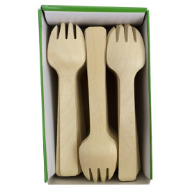 Widelczyki Spork Drewniane 10,5cm (100 Sztuk)