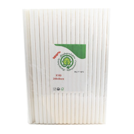 Słomki Prosto Papierowe Białe Smoothie Ø8mm 24cm (100 Sztuk)