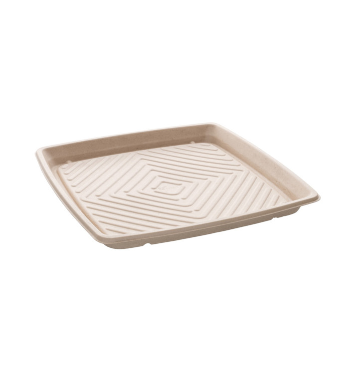 Talerz z Trzciny Cukrowej Kwadratowy Naturalny 36x36cm (5 Sztuk) Talerz z Trzciny Cukrowej Kwadratowy Naturalny 36x36cm (5 Sztuk)