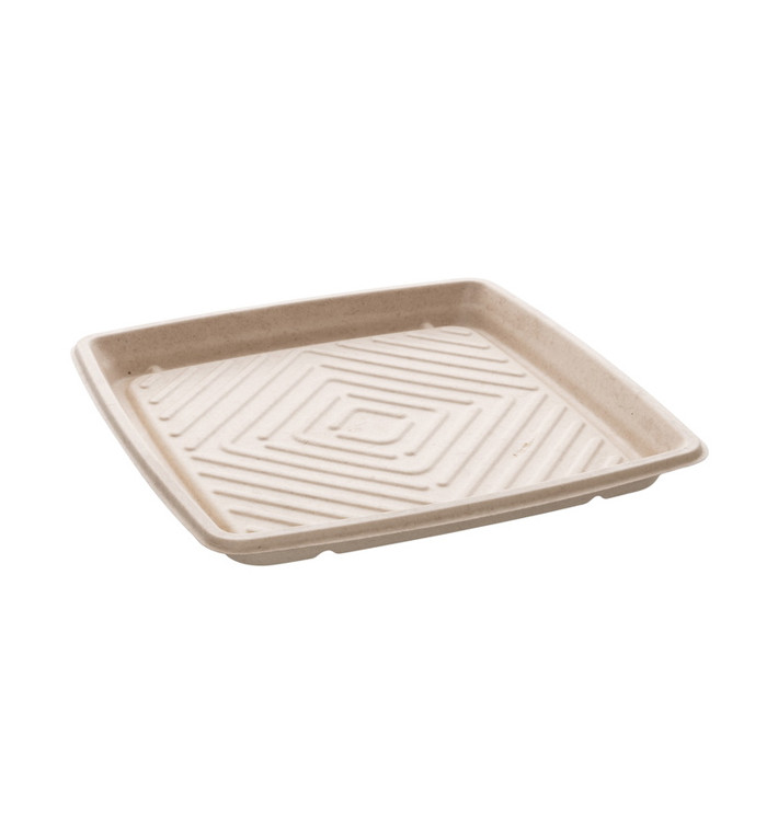 Talerz z Trzciny Cukrowej Kwadratowy Naturalny 31x31cm (25 Sztuk) Talerz z Trzciny Cukrowej Kwadratowy Naturalny 31x31cm (25 Sztuk)