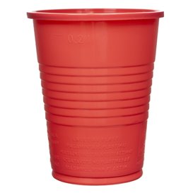 Kubki Plastikowe PS Czerwerne 200ml Ø7cm (50 Sztuk)