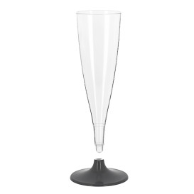 Kieliszki Szampana Wielokrotnego Użytku Durable PS Antracyt Stopką 140ml (6 Sztuk)