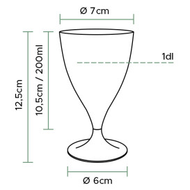Kieliszki Plastikowe Wino na Podstawie Przezroczyste 200ml 2P (20 Sztuk)