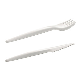 Zestaw sztućców papierowych Kraft Widelec + Nóż (50 Stuks)