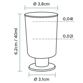 Kieliszki Plastikowe do Likieru z Podstawa 40ml (20 Sztuk)