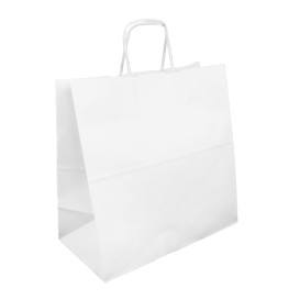 Torby Papierowe z Uchwytów Biała 35+15x30cm (250 Szt)