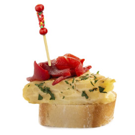 Szpikulce do Mięsa Bambusowe Dekoracje Żółty i Czerwony 12cm (1.200 Sztuk)