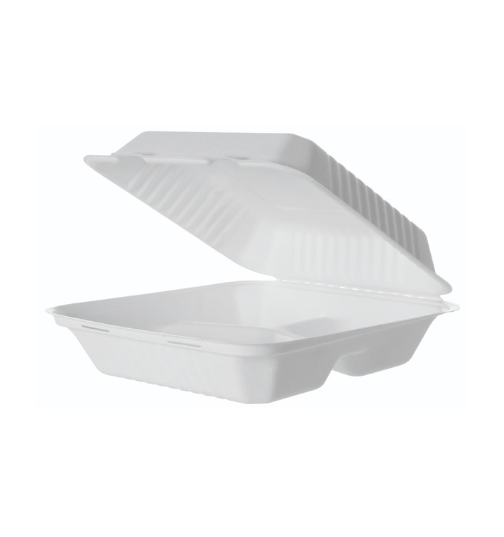 Pojemniki Zawiasie Trzciny Cukrowej + PLA 3C 23x23x7,5cm (50 Sztuk) Pojemniki Zawiasie Trzciny Cukrowej + PLA 3C 23x23x7,5cm (50 Sztuk)