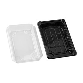 Sushi Tray and Lid PLA Black 13,0x18 cm (100 Units)