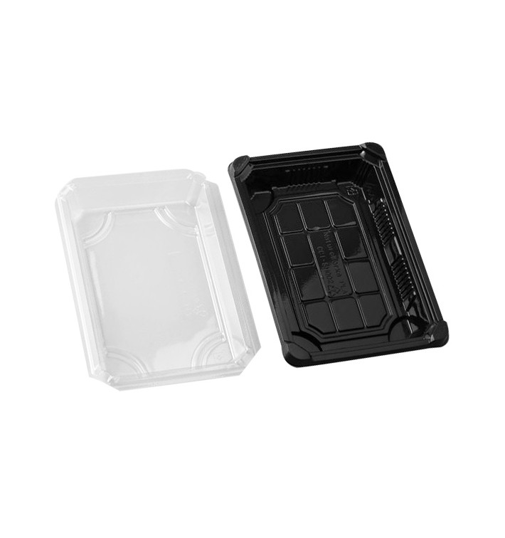 Sushi Tray and Lid PLA Black 13,0x18 cm (100 Units)