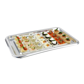 Tacki Plastikowe Prostokątny Srebro 46x30 cm (50 Sztuk)
