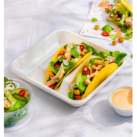 Pojemnik na Tacos z Trzciny Cukrowej Biały 18,5x18,5cm (50 sztuk)