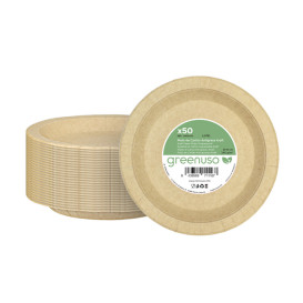 Talerz Papierowe Okrągłe Tłuszczoodporny Kraft Ø18cm 245g/m² (50 Sztuk)