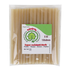 Ekologiczne Słomki do Napojów z Trzciny Cukrowej Ø0,8cm 15cm (50 Sztuk)